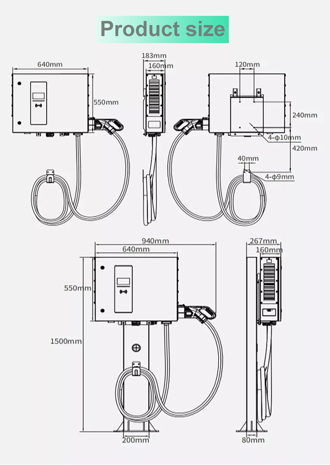 DC Wall Portable Electric Vehicle Car Battery EV Charger with APP 30kw 40kw Wallbox DC Fast EV Car Charger Station