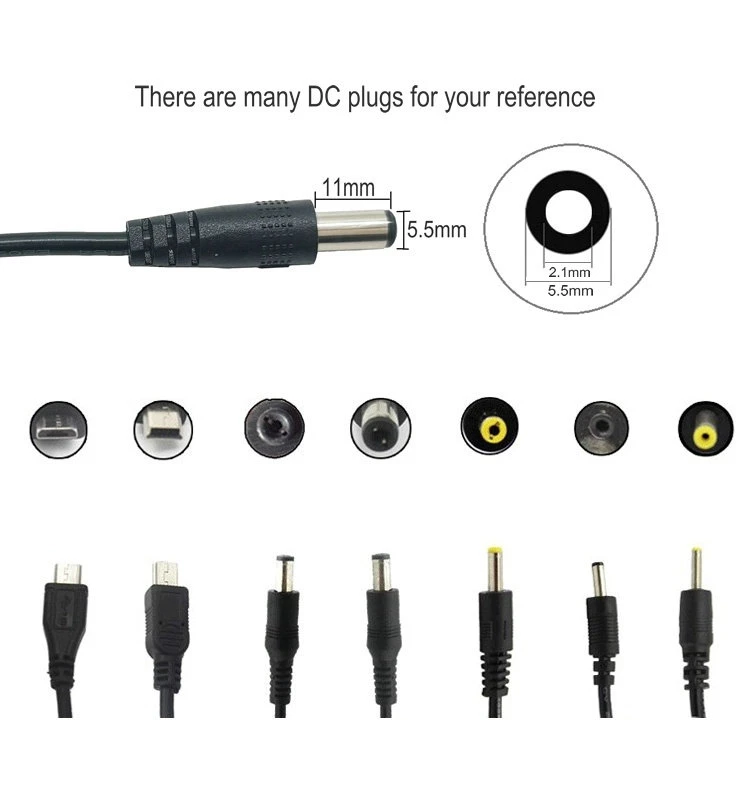 OEM 5V 6V 12V 24V 500mA 1000mA 0.5A 1A 2A Wall Mount Switching Power Adapter AC DC Power Adapter with CE UL GS Kc FCC